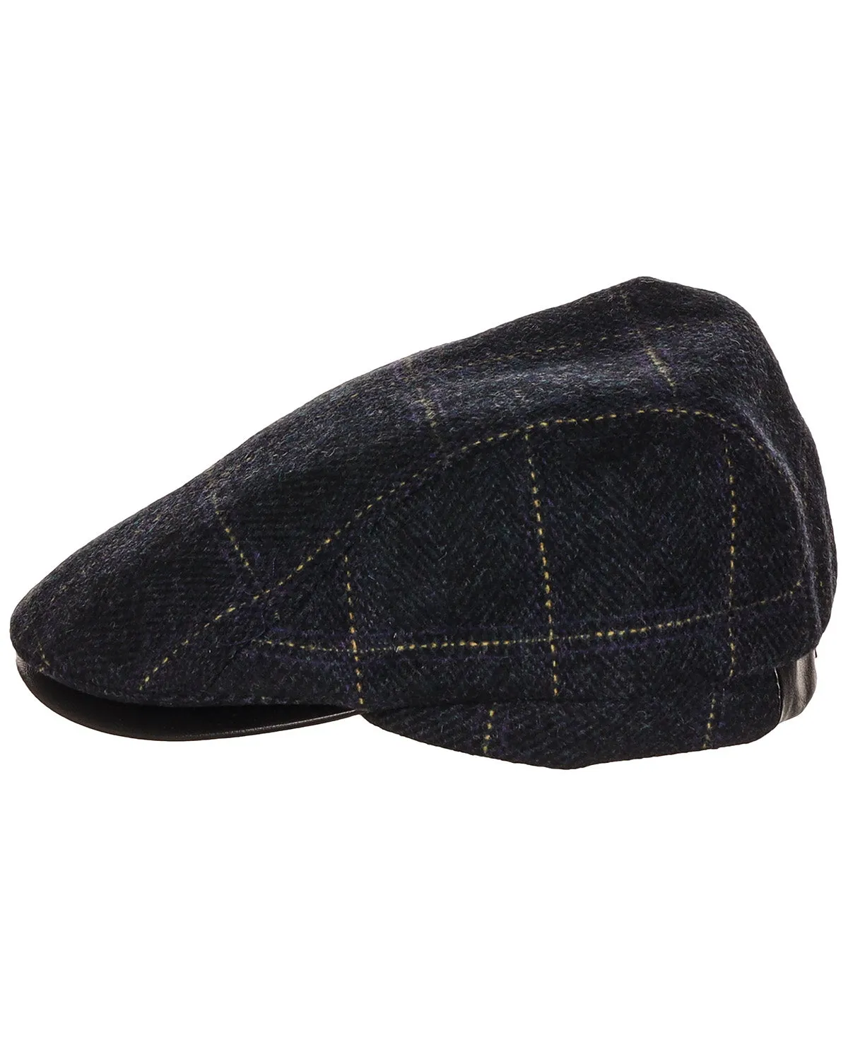 Navy Pane Tweed Wool Blend Cap