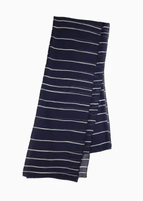 Navy Stripe Silk Chiffon Scarf