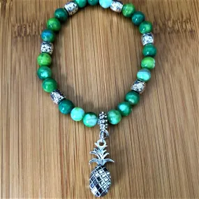 Parrot Green Fire Agate Beaded Pineapple Bracelet