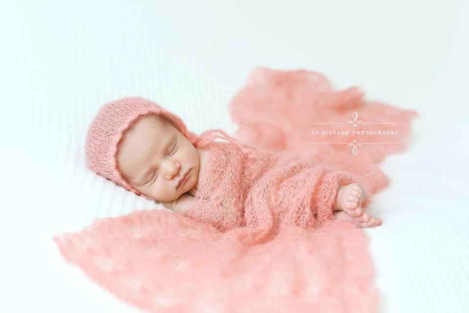 Pink Sunflower Mohair Knit Baby Wrap