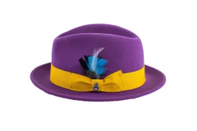 Purple Brooks Trilby 100% Australian Wool Felt Crushable Hat