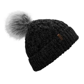 Recycled Beanie Hat - Chenille Knit Black