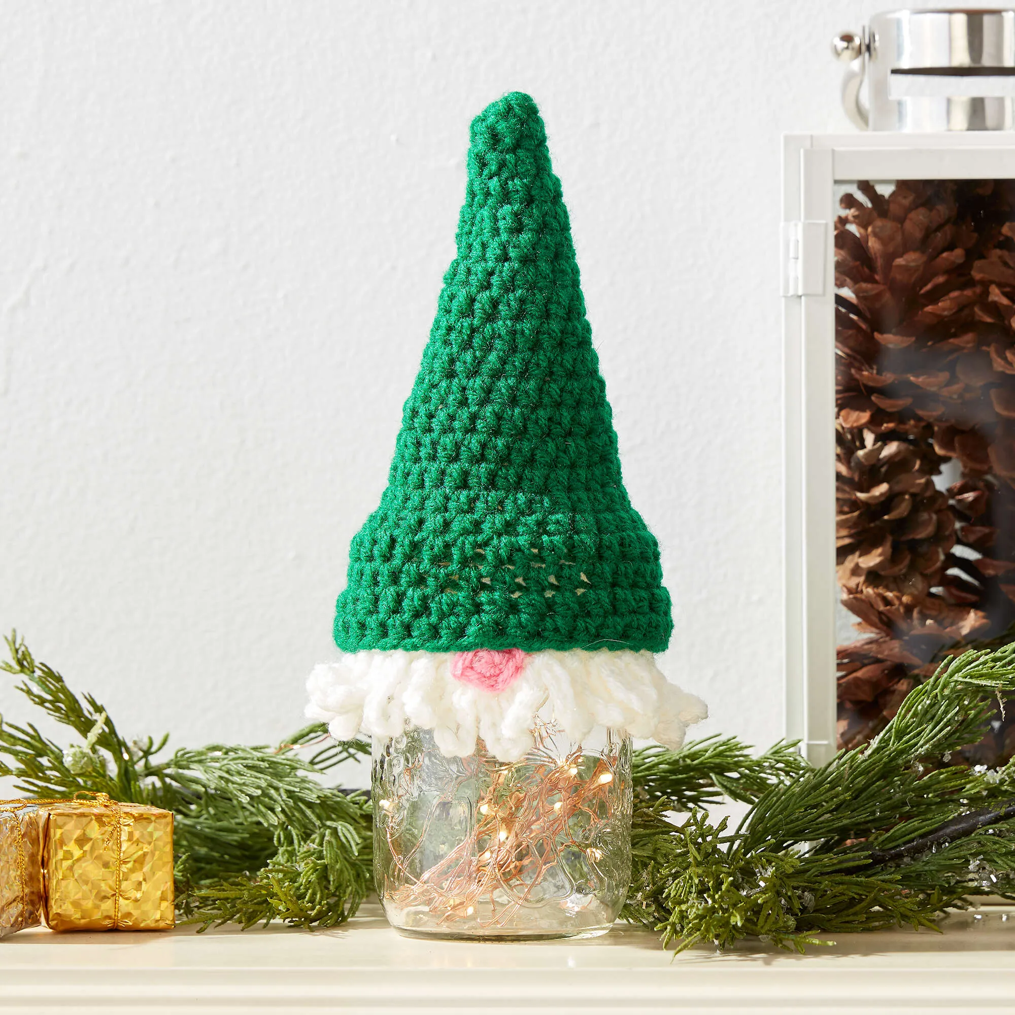 Red Heart Knit Gnome Jar Topper