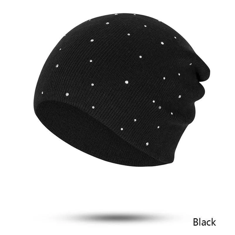 Rhinestone Knitting Skullies Beanies Hats