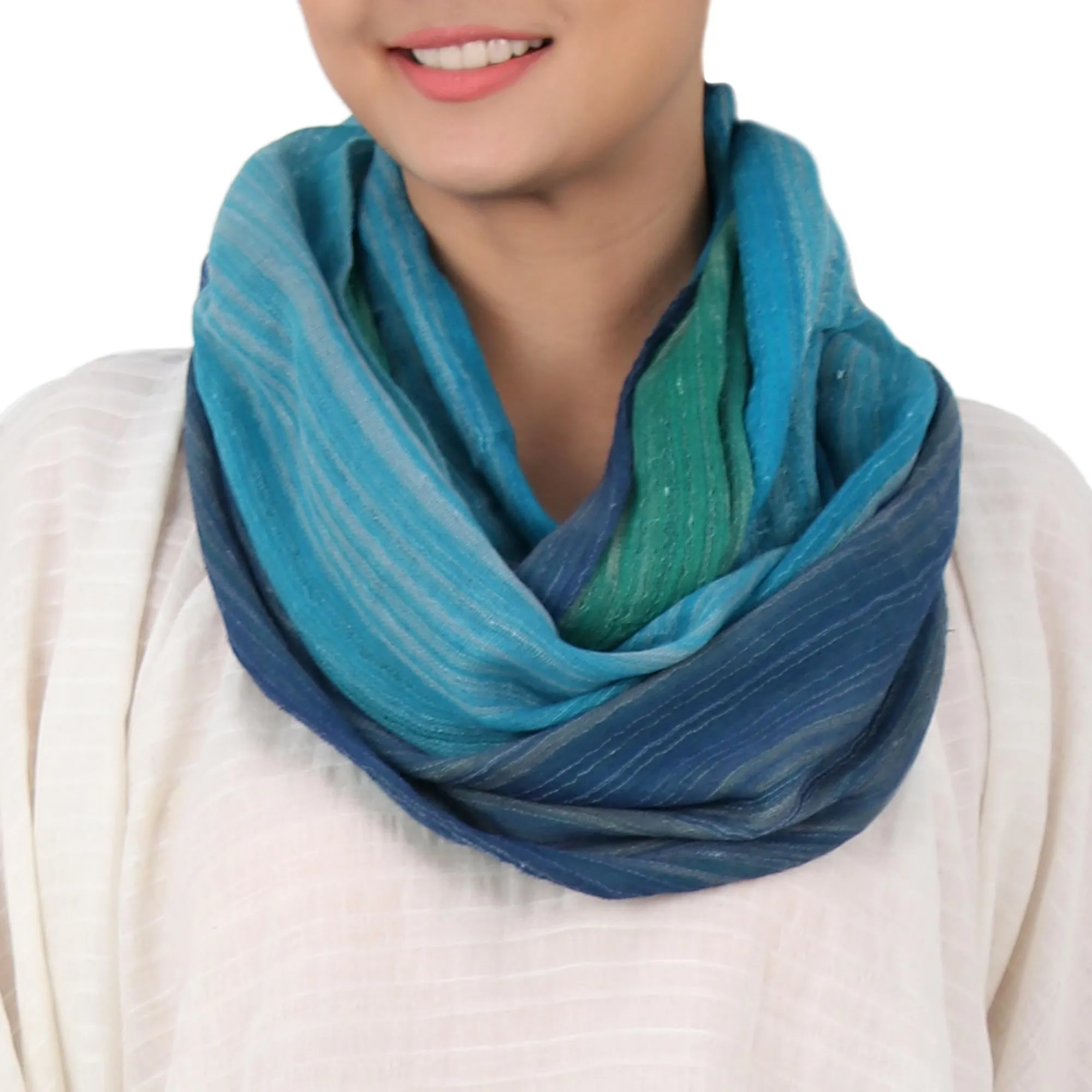 Seaside Breezes Artisan Crafted 100% Cotton Infinity Scarf from Thailand