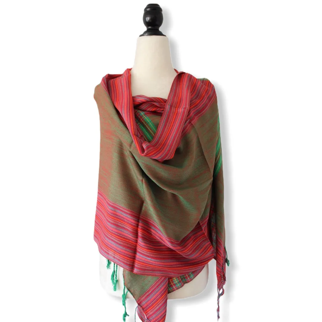 Striped-frame Handwoven Scarf