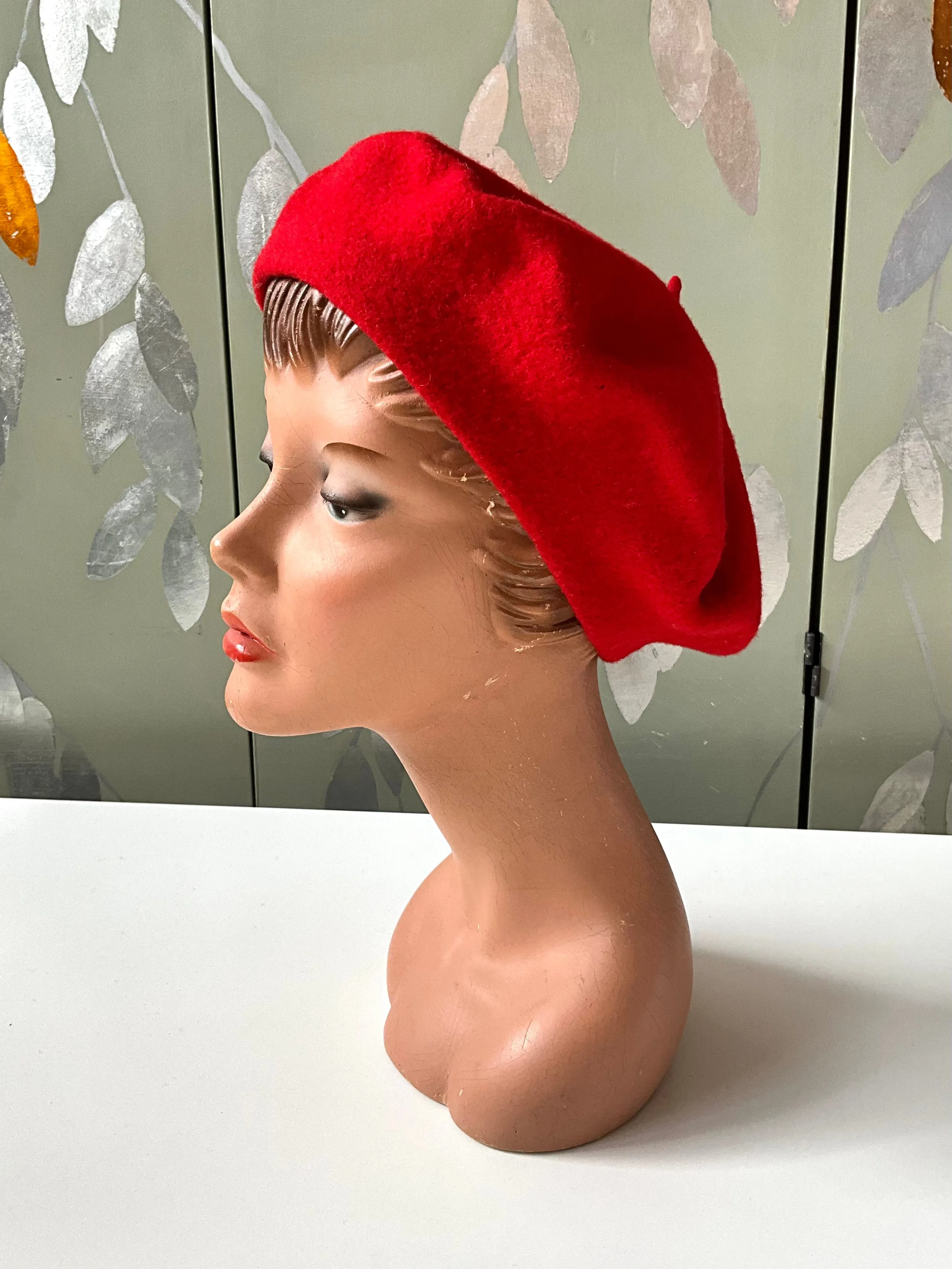 Vintage Red Wool Beret