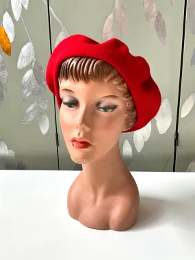 Vintage Red Wool Beret