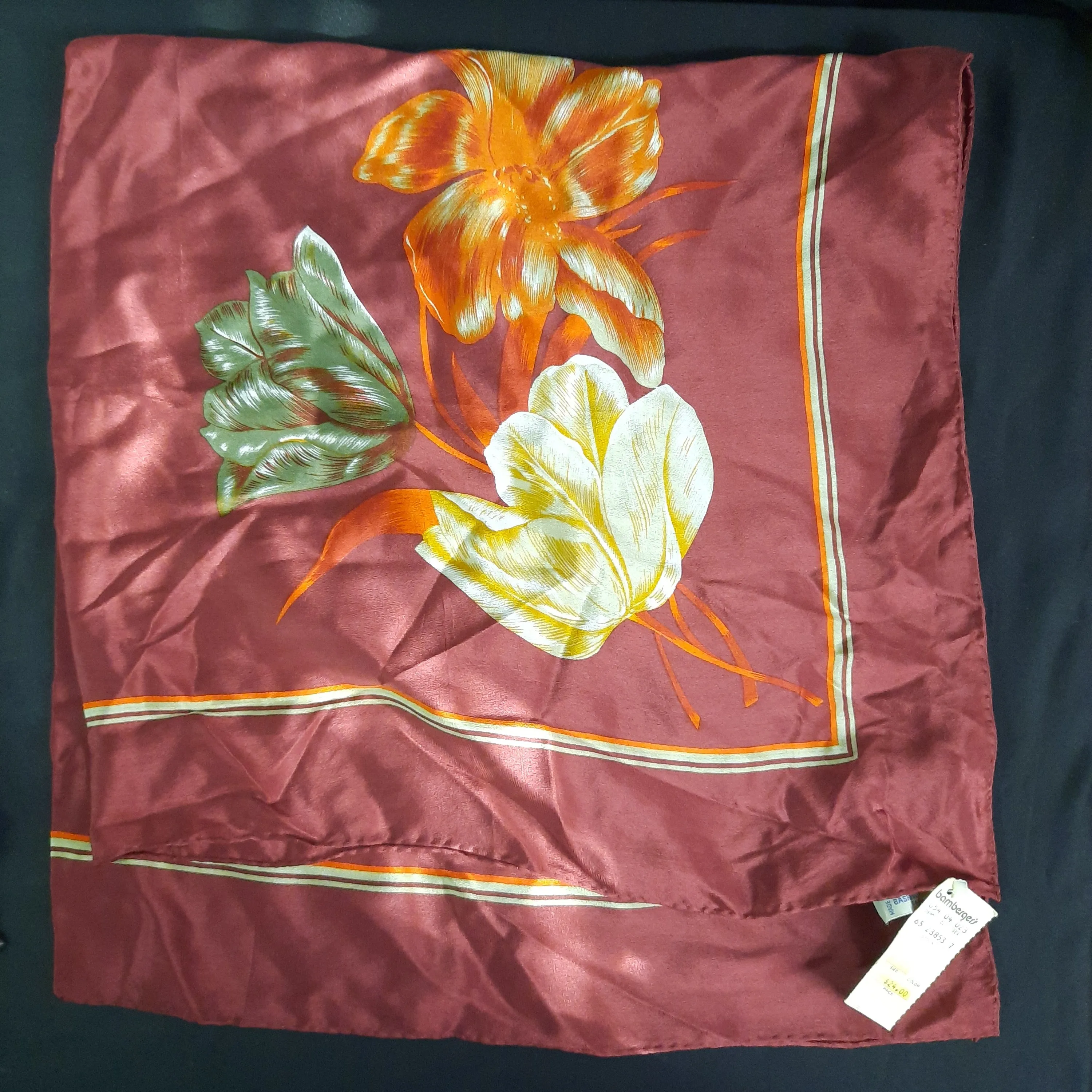 Vintage Sacha Blooming Flower Silk Scarf