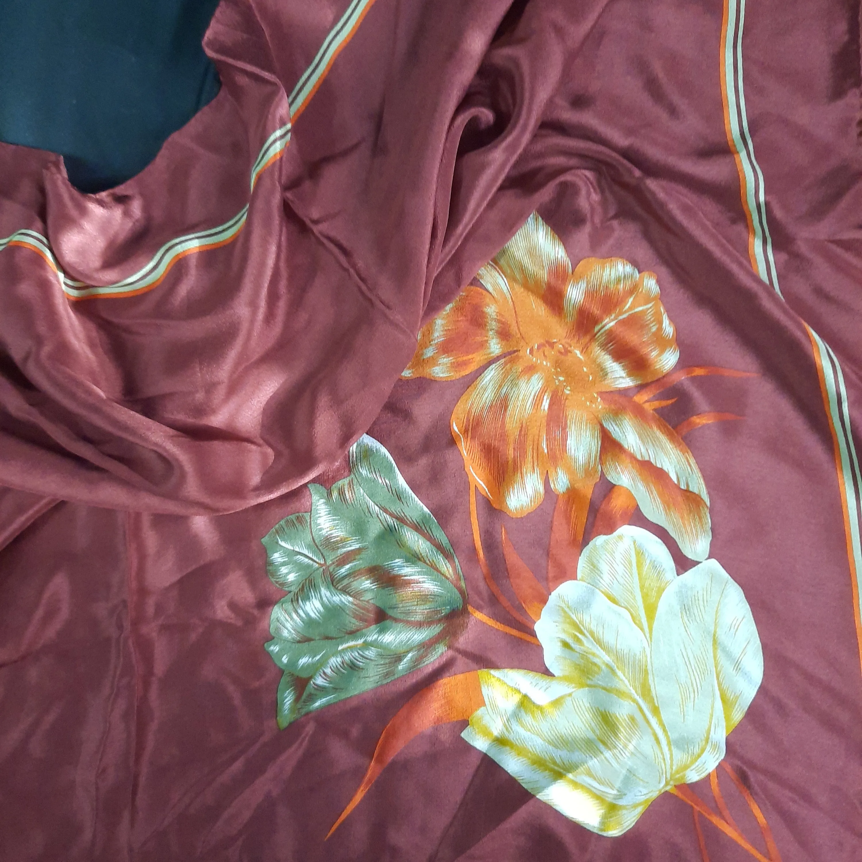 Vintage Sacha Blooming Flower Silk Scarf