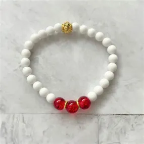 White Shell and Red Beaded Bracelet