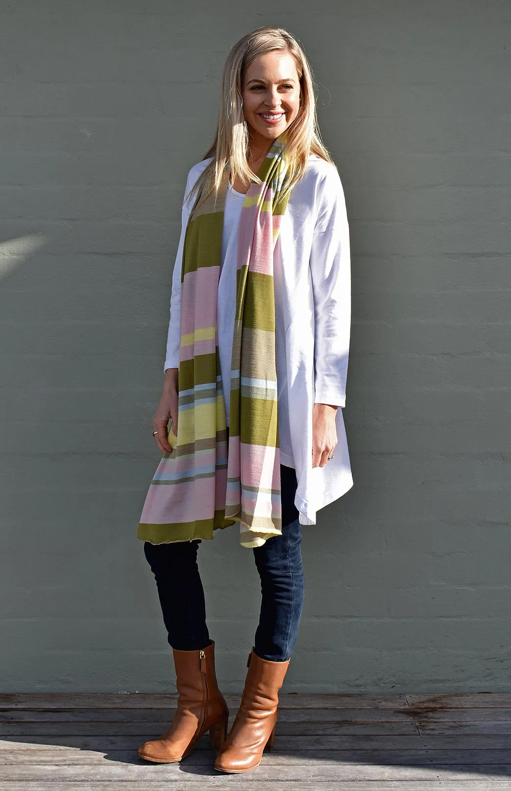 Wide Multi Striped Scarf