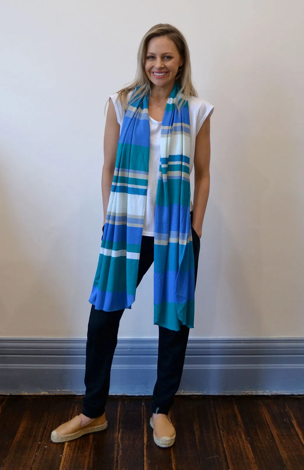 Wide Multi Striped Scarf