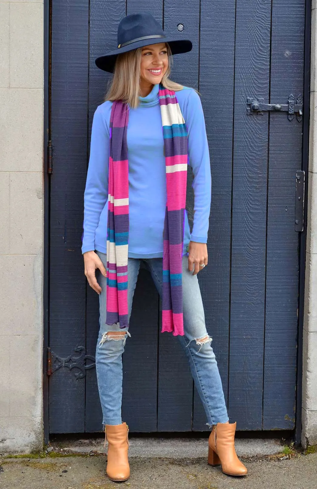 Wide Multi Striped Scarf