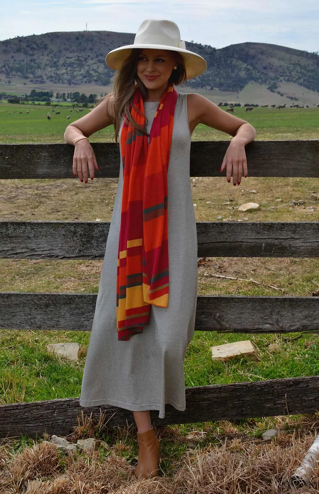 Wide Multi Striped Scarf