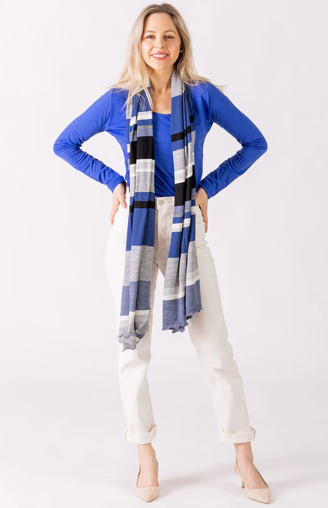 Wide Multi Striped Scarf