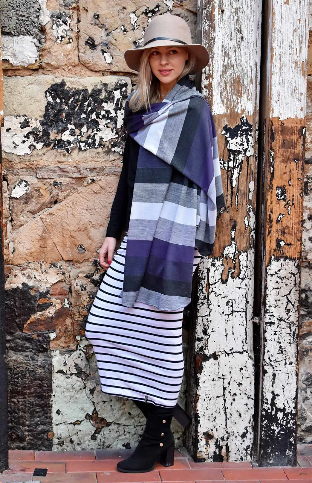 Wide Multi Striped Scarf