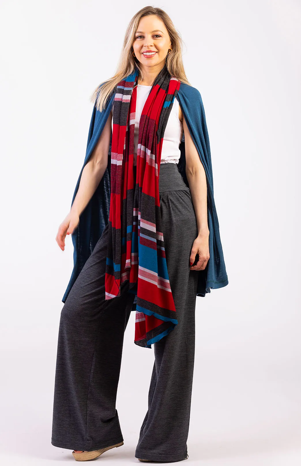 Wide Multi Striped Scarf