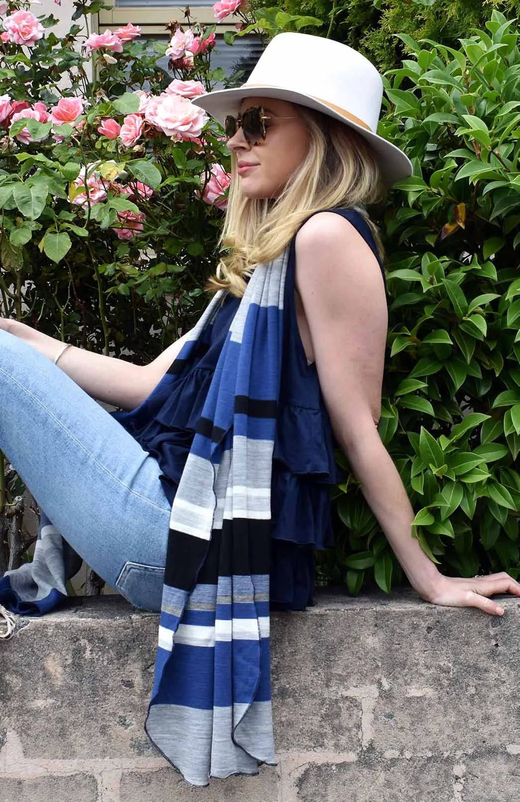 Wide Multi Striped Scarf