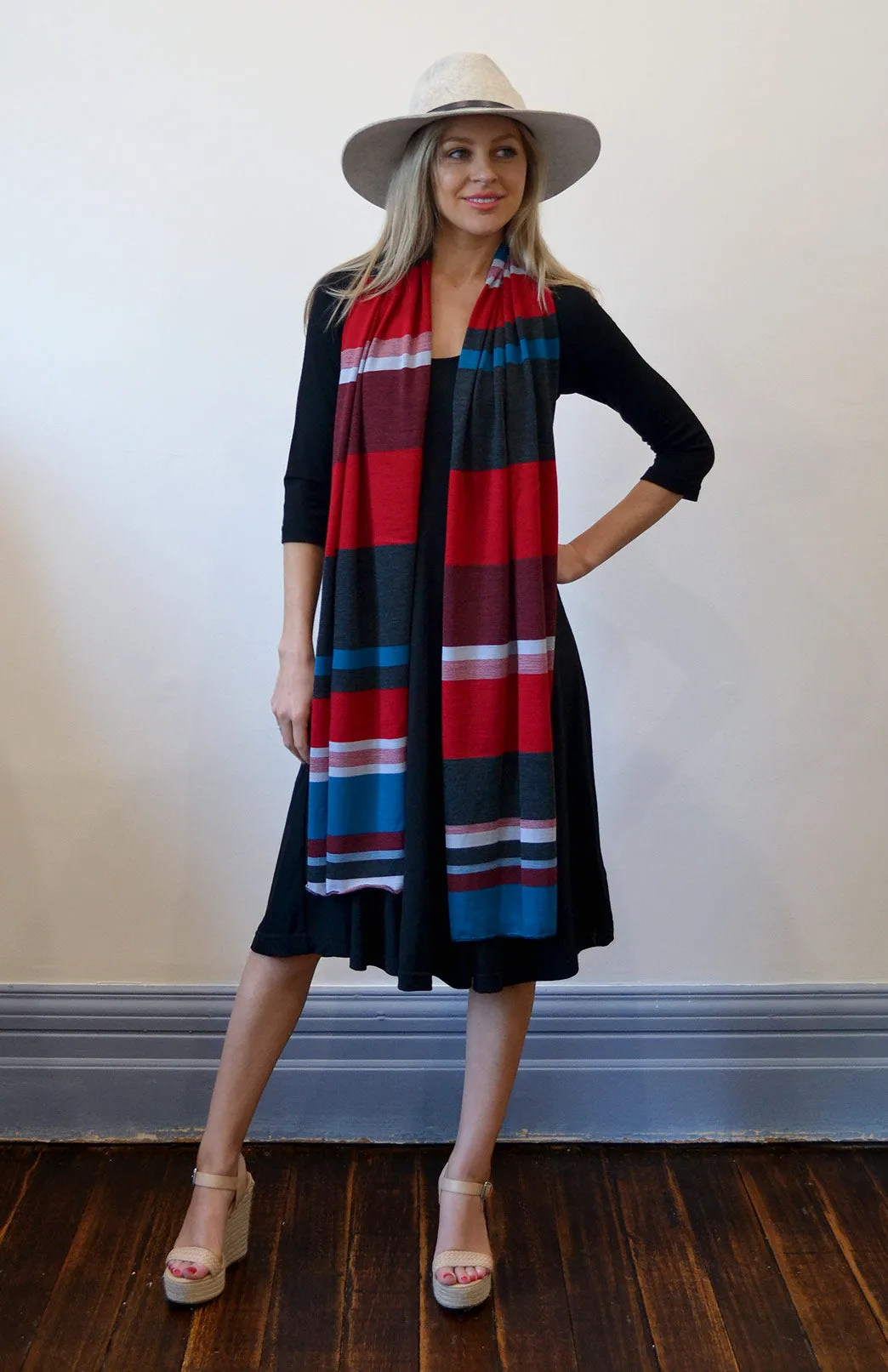 Wide Multi Striped Scarf