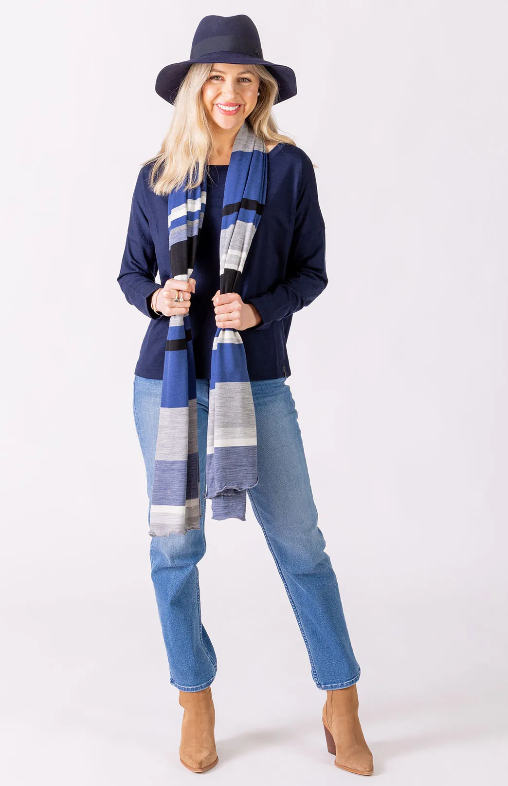 Wide Multi Striped Scarf