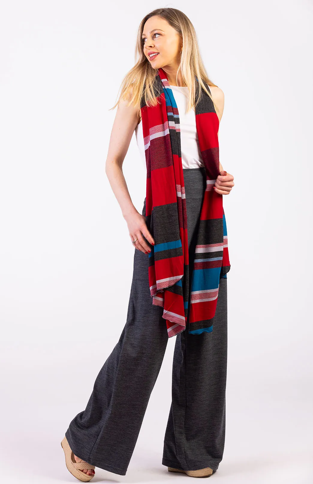 Wide Multi Striped Scarf