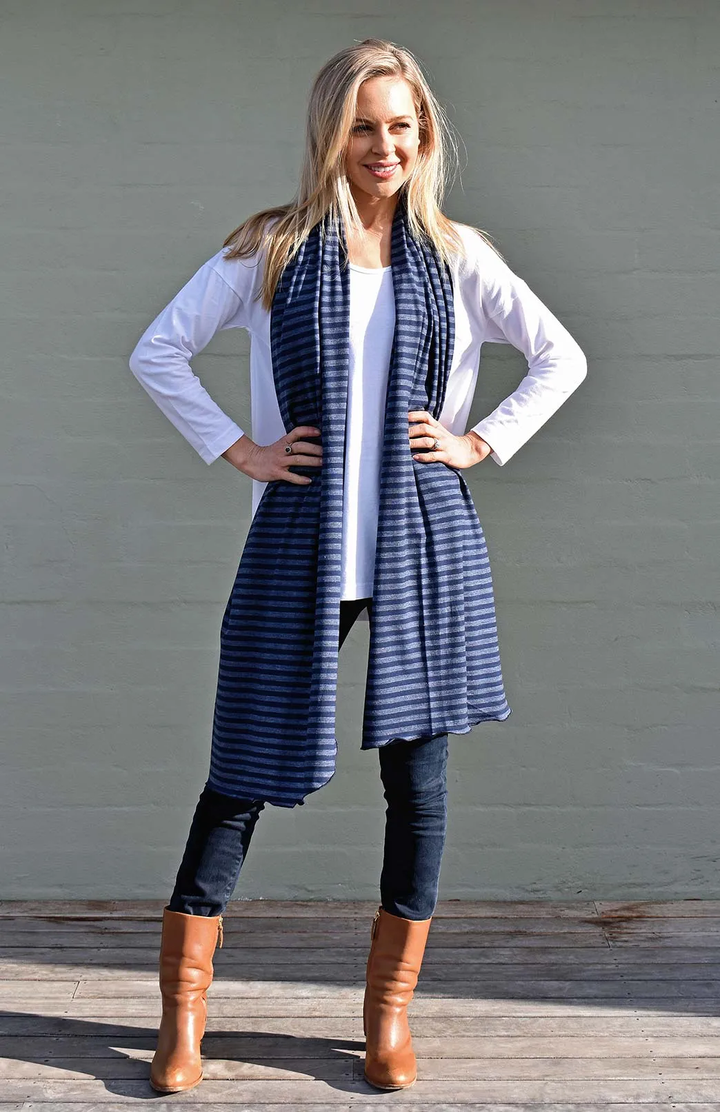 Wide Multi Striped Scarf