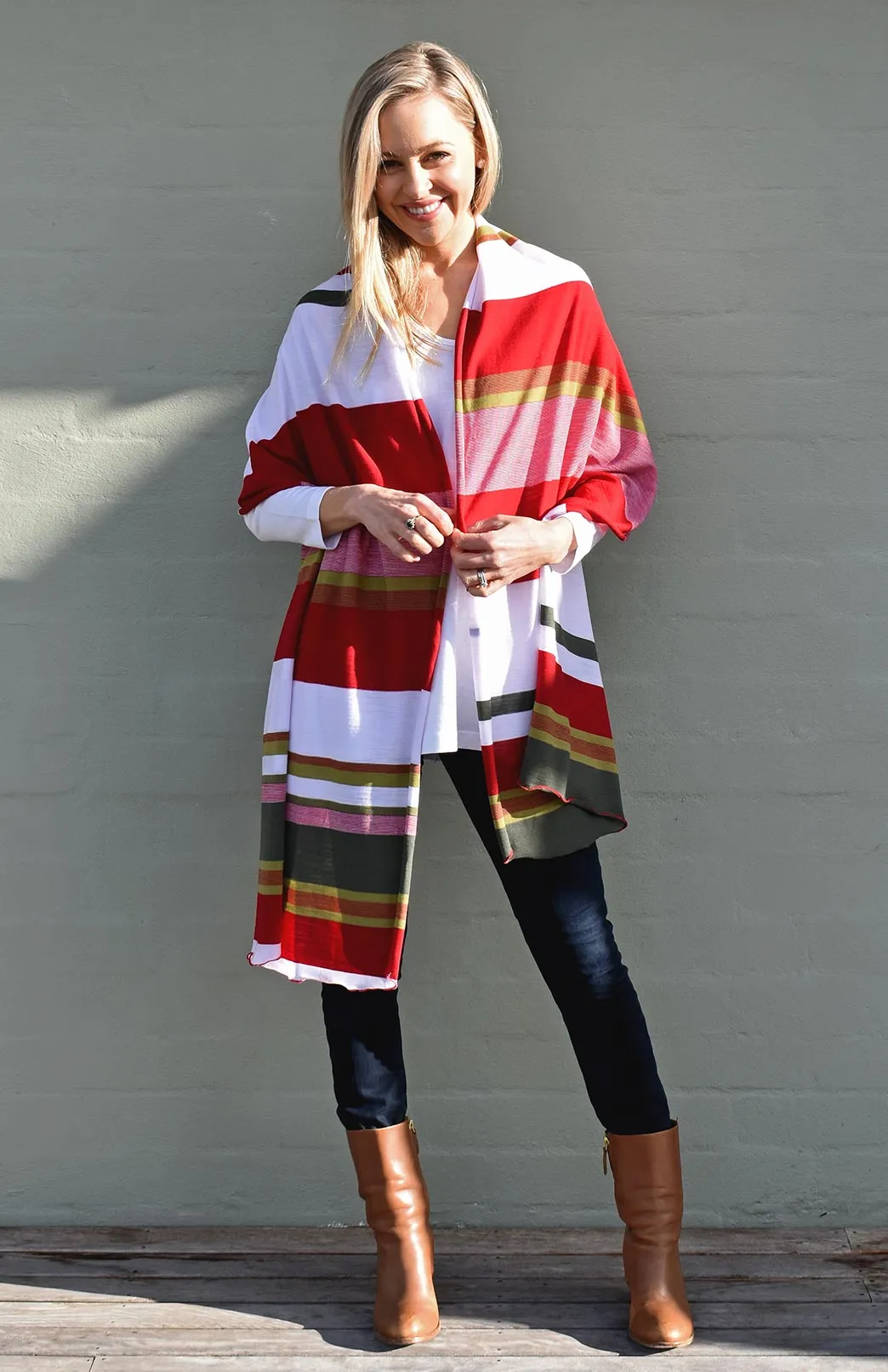 Wide Multi Striped Scarf