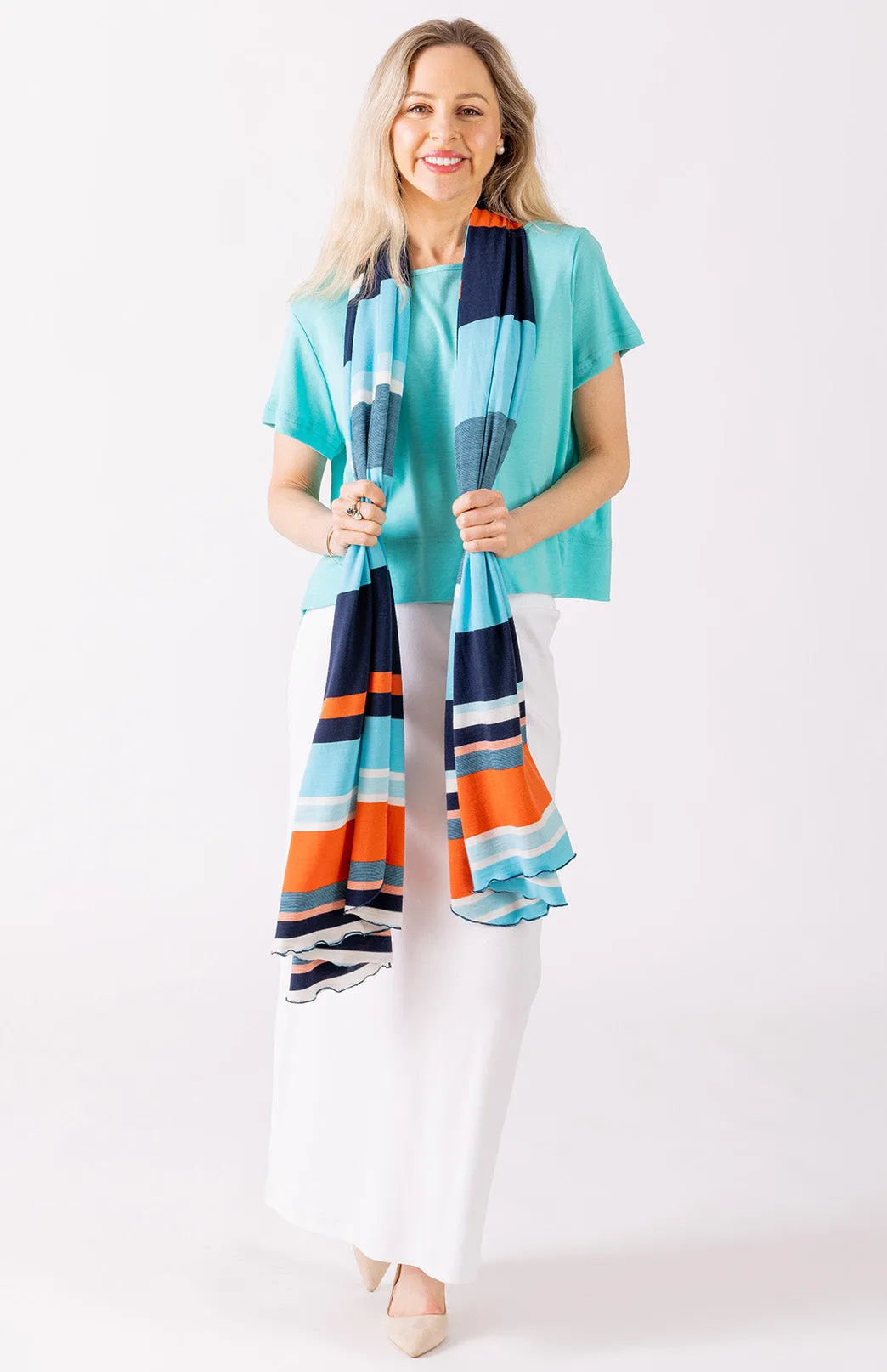 Wide Multi Striped Scarf