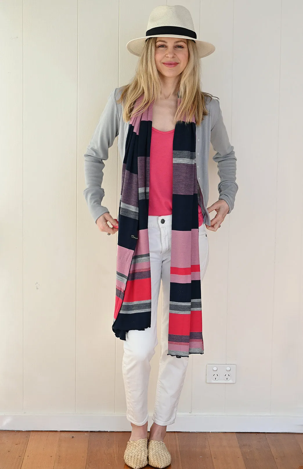 Wide Multi Striped Scarf