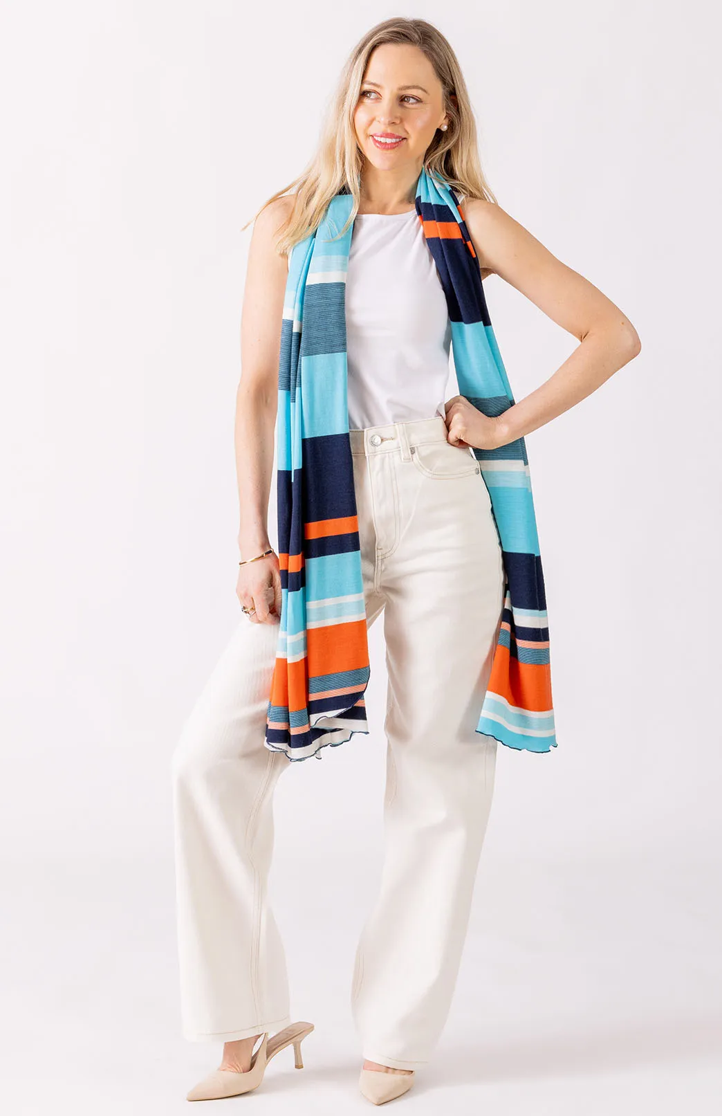 Wide Multi Striped Scarf