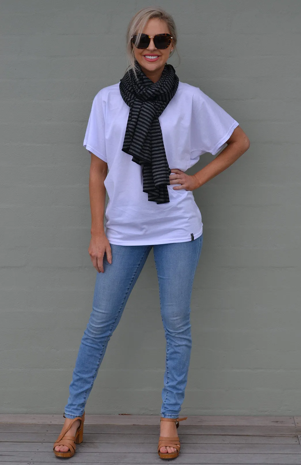 Wide Multi Striped Scarf