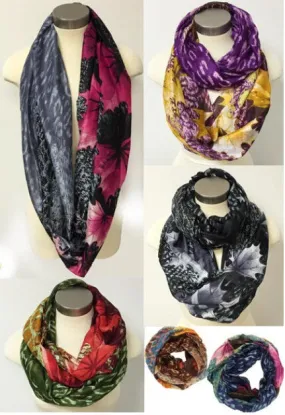 women's infinity circle scarves with maple leaf Case of 24