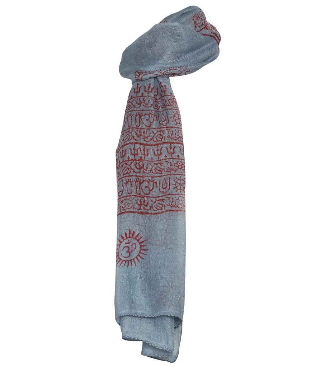 Yak & Yeti Mantra Om Printed Rayon Scarves